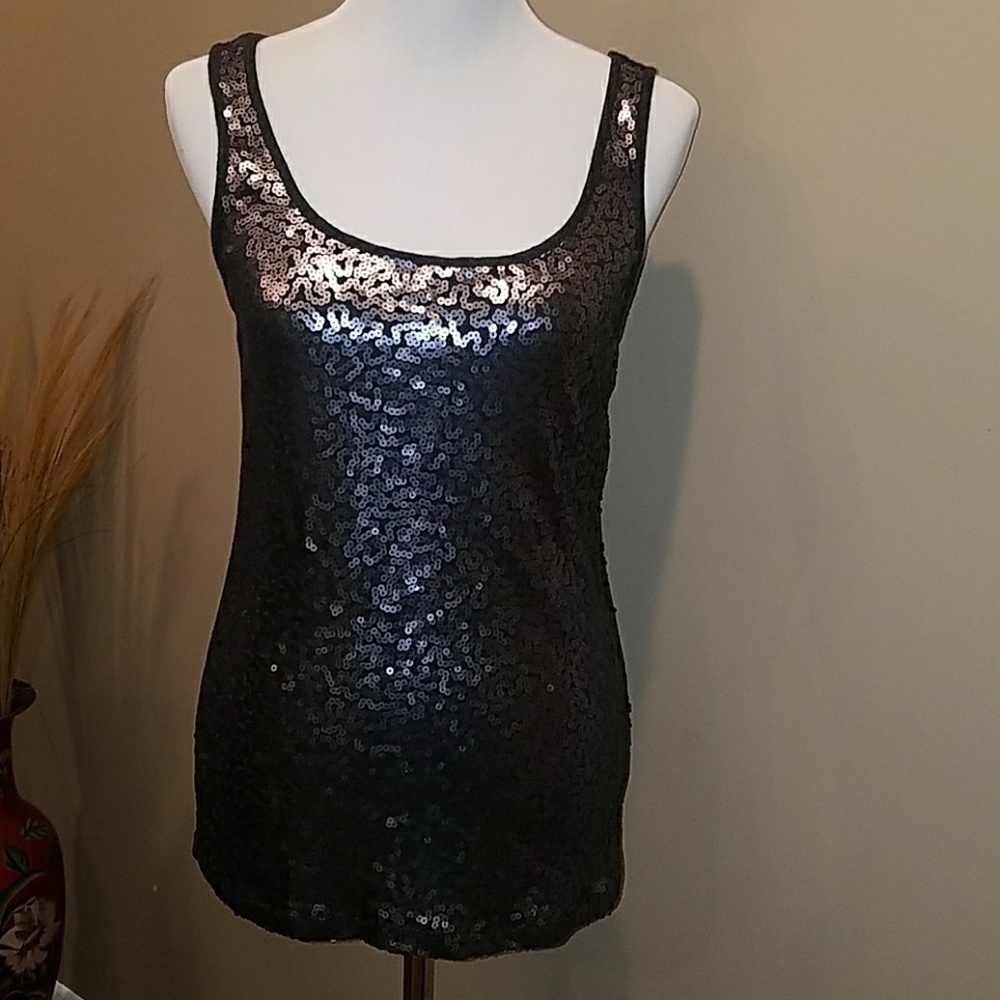 Old Navy Sequin Gray/Silver Tank Top
